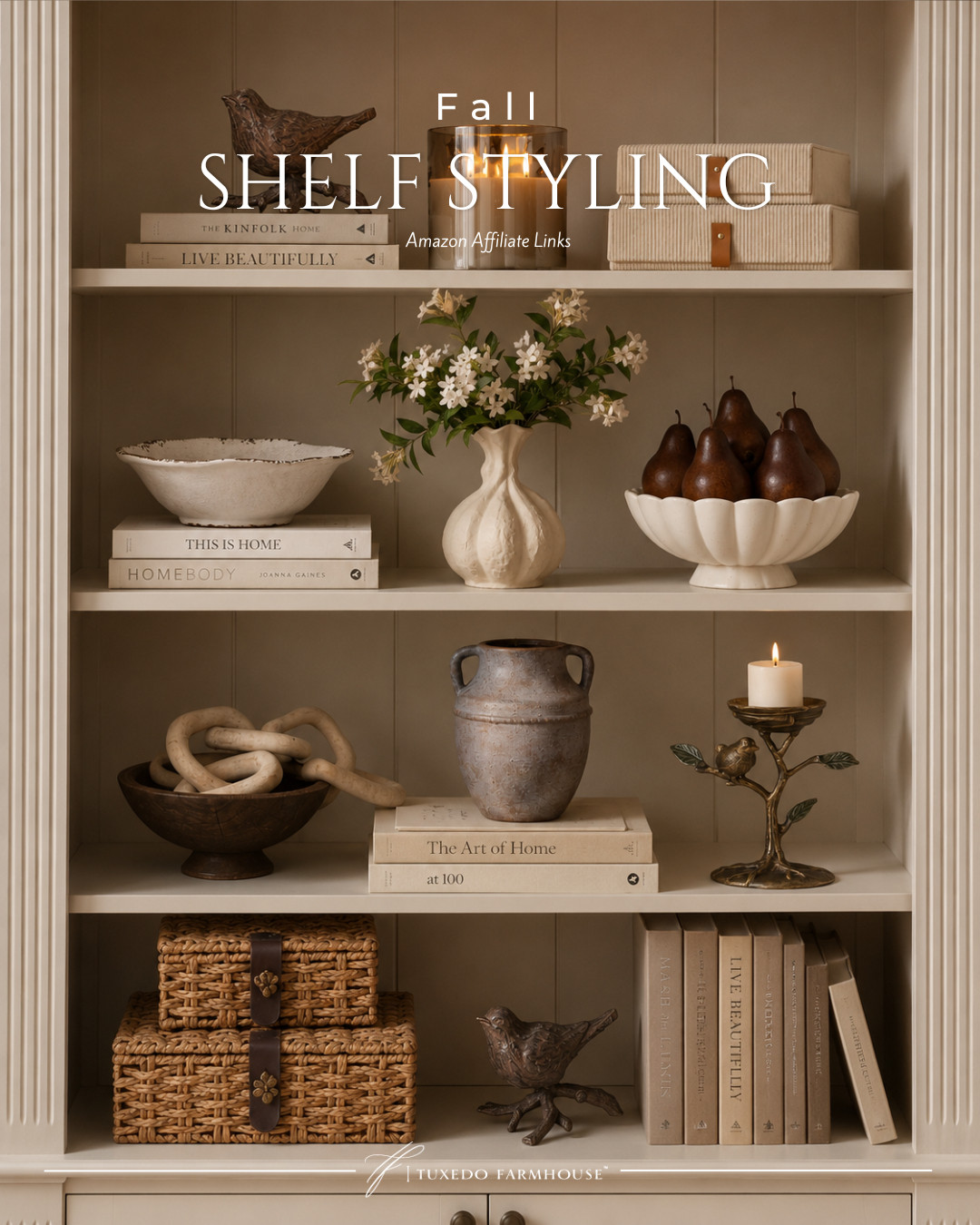 Create a warm, collected look for fall with timeless shelf styling pieces that you can mix and match all season long. 🍂 Layer in woven boxes, textured pottery, candles, stacked books, and a few natural accents for shelves that feel cozy, elegant, and effortlessly curated.

#LTKHome #LTKStyleTip #ShelfStyling #FallDecor #AmazonHome #NeutralHome #CozyHome #HomeInspo 

 #LTKSeasonal #LTKHome #LTKSaleAlert