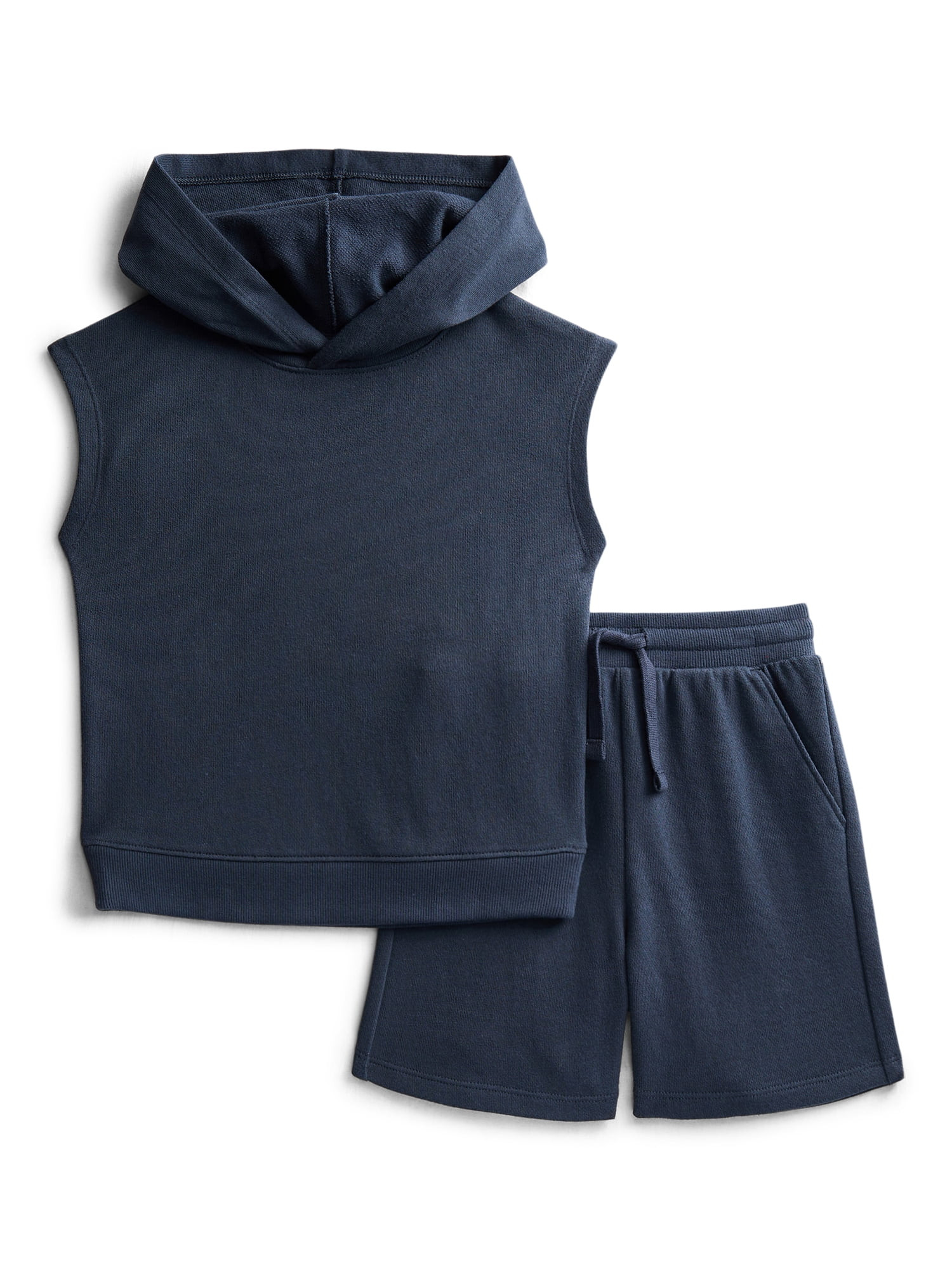Wonder Nation Toddler Boys' French Terry Sleeveless Hoodie and Shorts Set, 2-Piece, Sizes 12M-5T ... | Walmart (US)