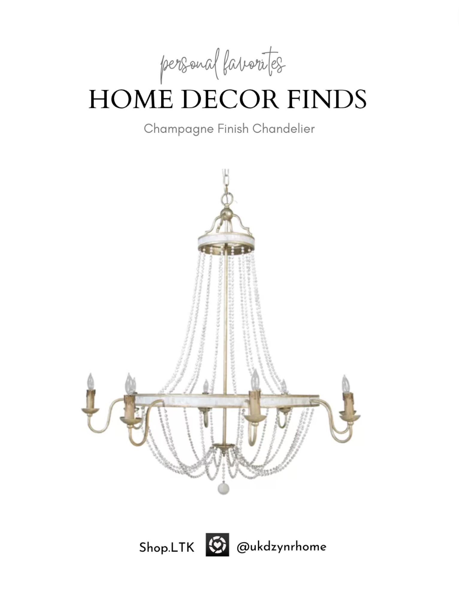 Personal Favorites  Champagne Finish Chandelier

Home Decor
8 Light Chandelier

#LTKhome #LTKFind