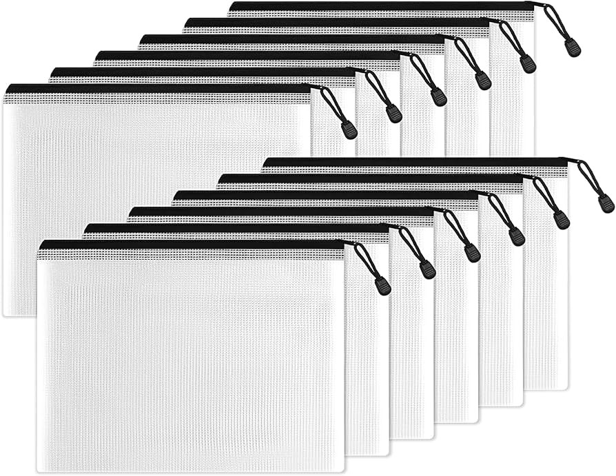 SUNEE Plastic Mesh Zipper Pouch 7x11 in (Black, 12 Packs), Small Water-Resistant Zip Bag for Scho... | Amazon (US)