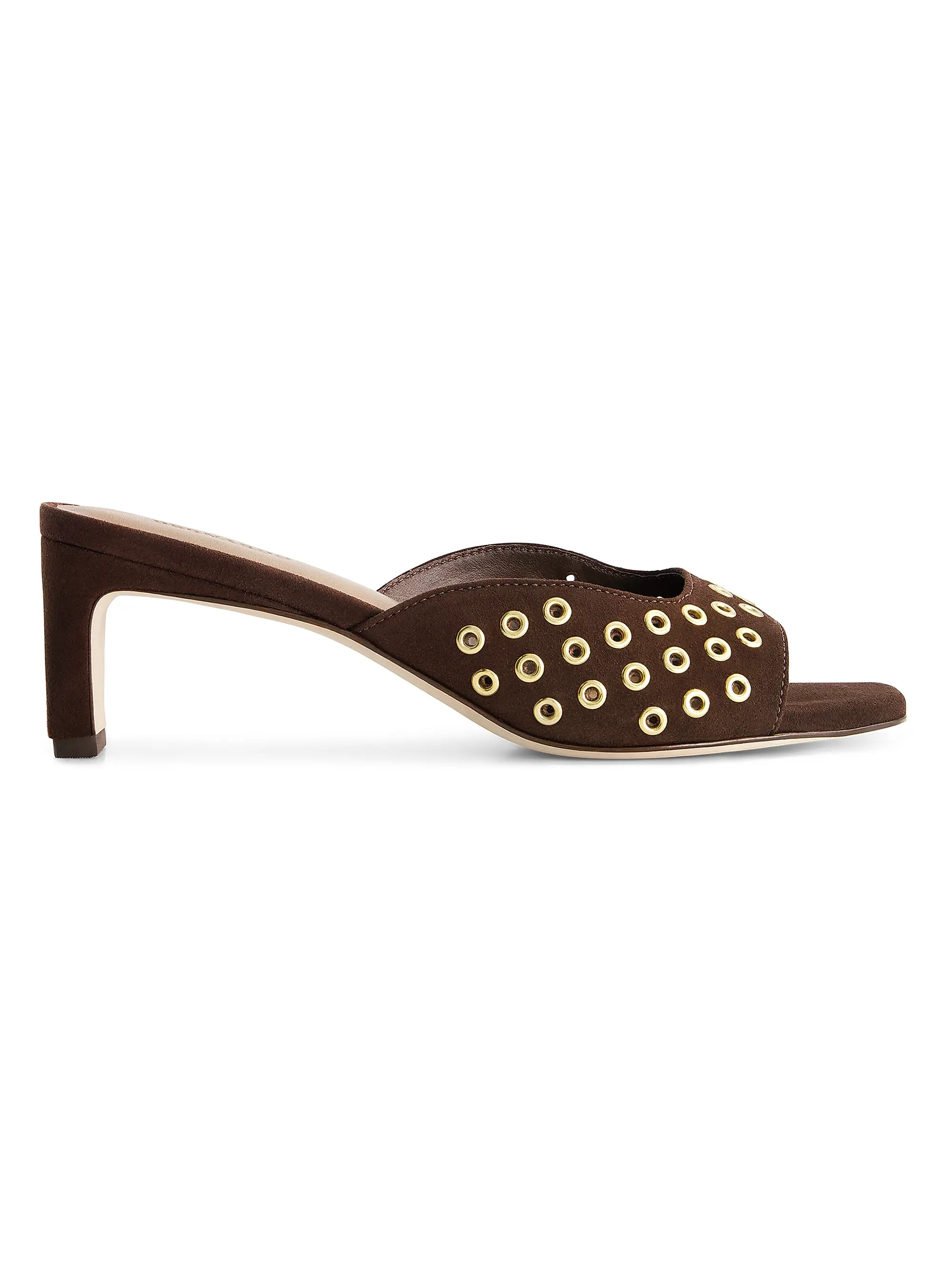 Bernardo Cenza Grommet Kitten Heel Mules | Saks Fifth Avenue | Saks Fifth Avenue