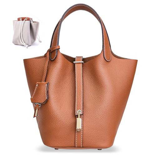 Amazon.com: Designer Leather Bucket Bags for Women: Trendy Genuine Leather Tote Purses - Best Lux... | Amazon (US)