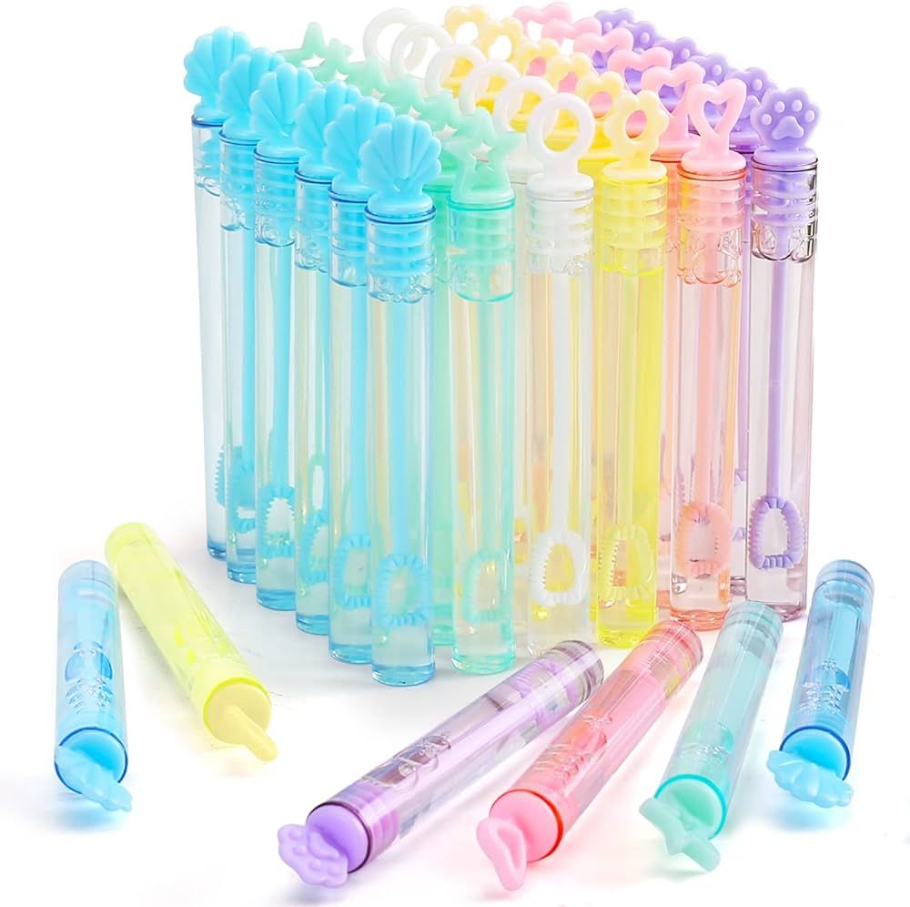 72 Pack(6 Colors 6 Style) Mini Bubble Wand Assortment Toy, Ideal Party Favors for Kid Birthday, B... | Amazon (US)
