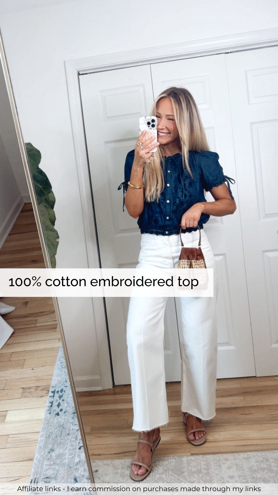 Affiliate links - I earn commission on purchases made through my links | Memorial Day weekend outfit
Walmart top
White jeans
Flat sandals
