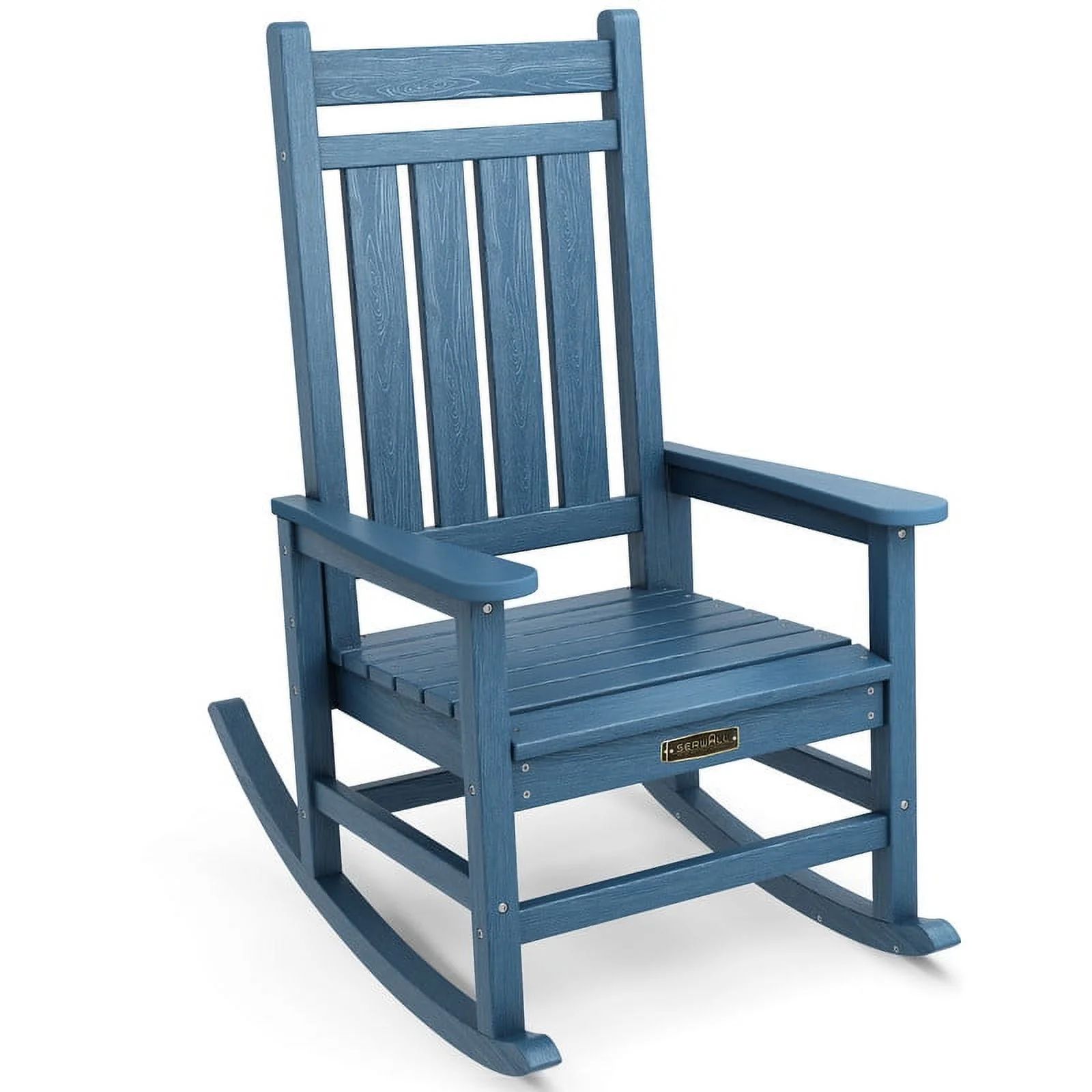 JUSTLET Outdoor Slat Rocking Chair, HDPE Plastic Porch Rocker, Blue | Walmart (US)