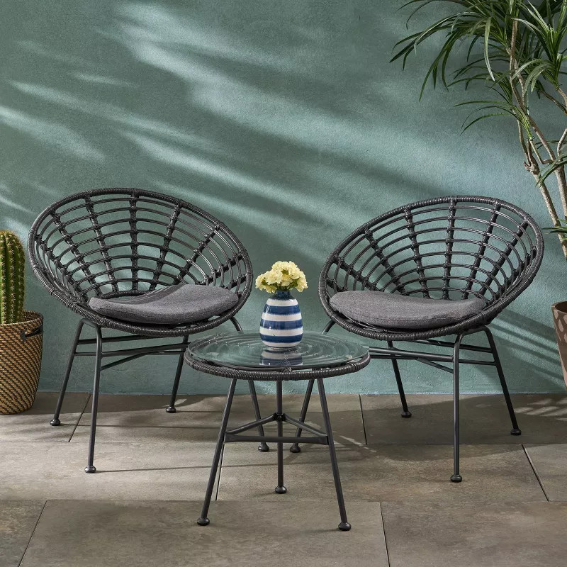 3pc Pigment Iron Modern Boho Chat Set Gray - Christopher Knight Home | Target