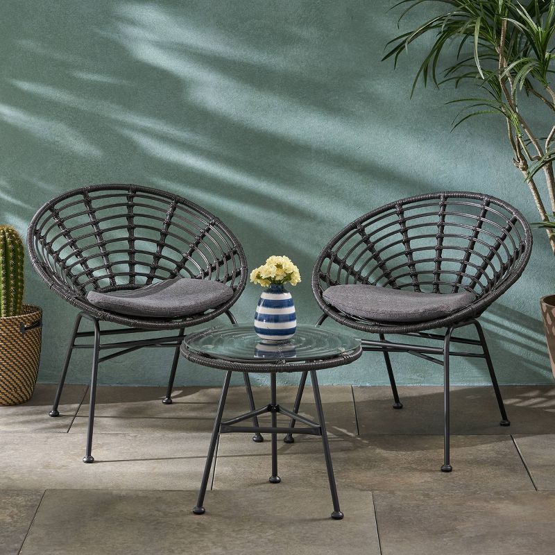 3pc Pigment Iron Modern Boho Chat Set Gray - Christopher Knight Home | Target