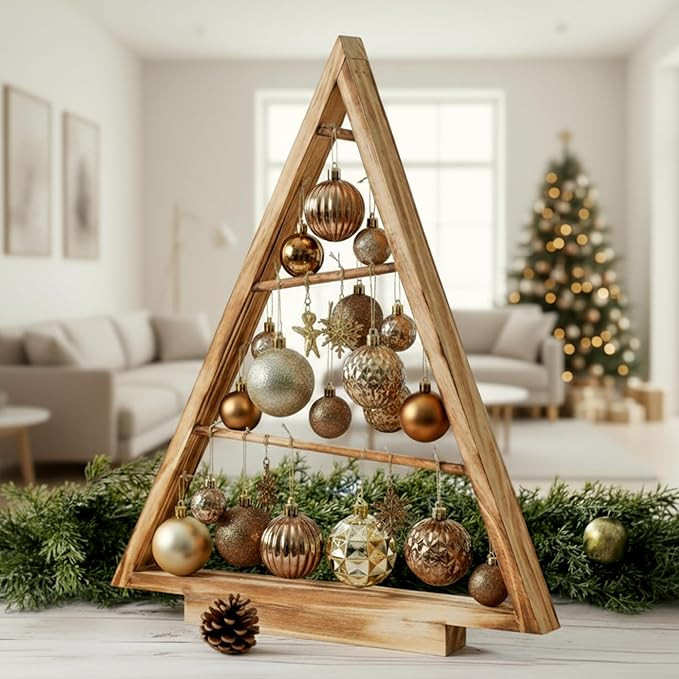 Leinuosen 20 Inch Wooden Christmas Ornament Display Centerpiece Tree Stand Christmas Table Tree S... | Amazon (US)