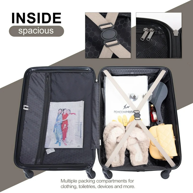 Travelhouse 3 Piece Hardside Luggage Set Hardshell Lightweight Suitcase with TSA Lock Spinner Whe... | Walmart (US)