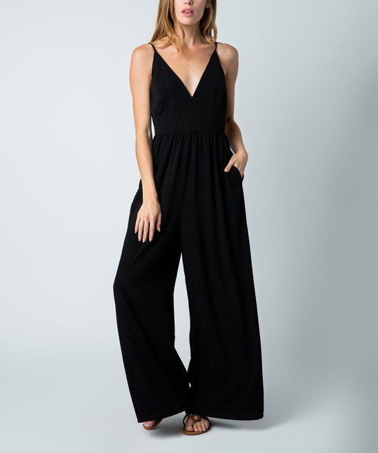 Black Open-Back Sleeveless Jumpsuit - Women | Zulily