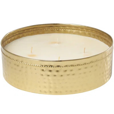 Metal Scented Wide Hammered 60 oz 4 Wick Decorative Candle with White Wax | Wayfair North America