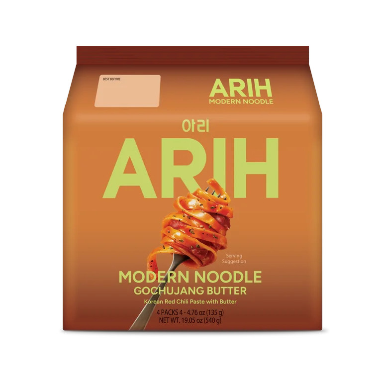 ARIH Modern Noodles, Western-Korean Fusion Soup-Less Noodles, Gochujang Butter, 4 Pack | Walmart (US)