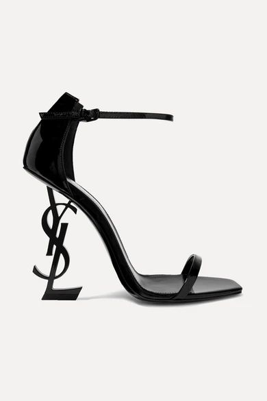 Saint Laurent - Opyum Patent-leather Sandals - Black | NET-A-PORTER (US)