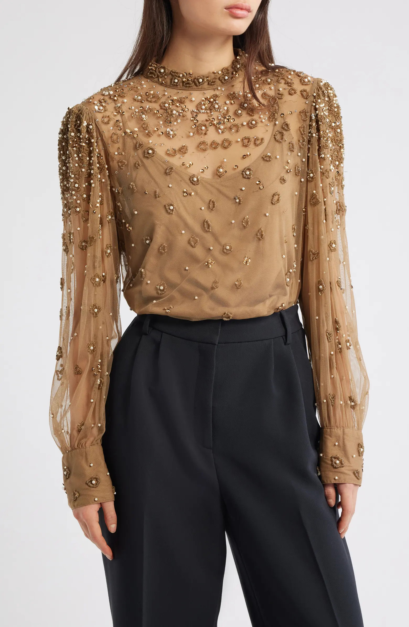 Embroidered Tulle Lined Blouse | Nordstrom
