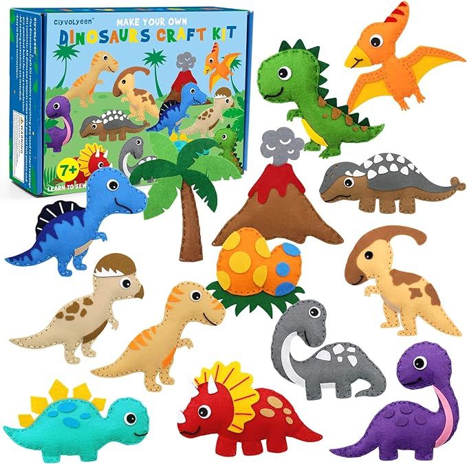 CiyvoLyeen Dinosaur Sewing Craft Kit DIY Kids Craft and Sew Set for Girls and Boys Educational Be... | Amazon (US)