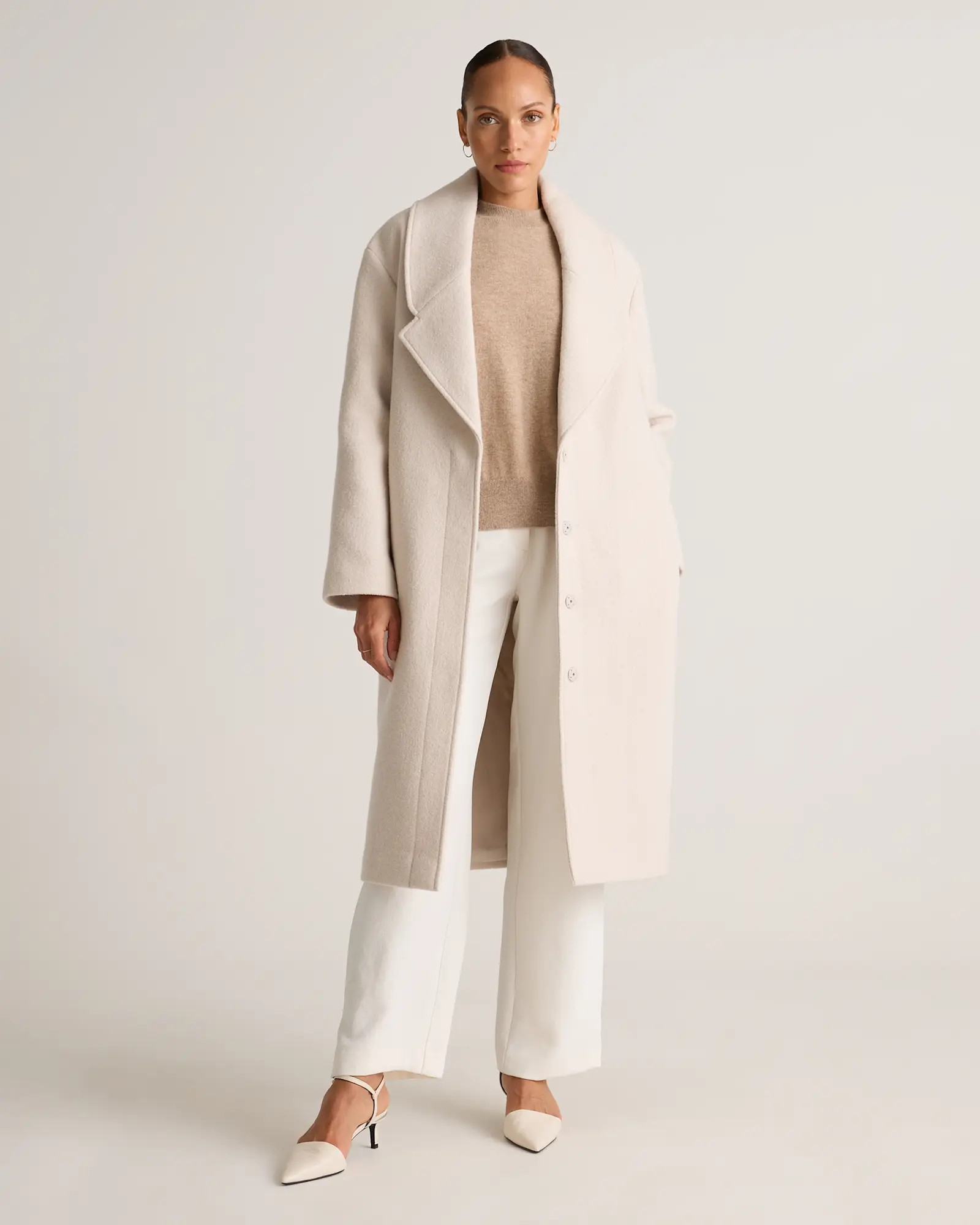100% Merino Wool Shawl Collar Long Coat | Quince