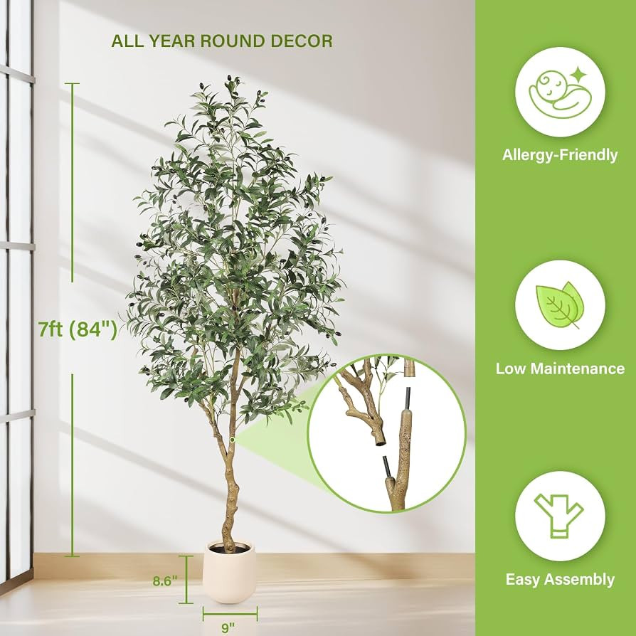 FEELEAD 7ft Olive Trees Artificial Indoor with Planter for Home Decor | Amazon (US)