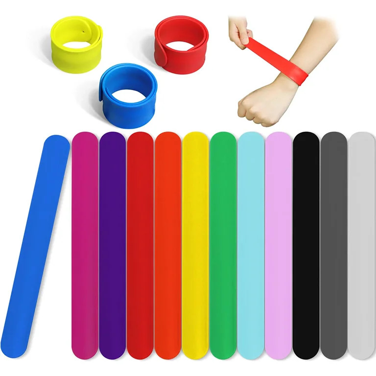 12 Pcs Silicone Rainbow Slap Bracelets Party Wrist Strap, 12 Colors Silicone Wristband | Walmart (US)