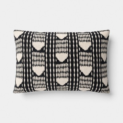 Lumbar Ikat Stripe Indoor Throw Pillow Charcoal/Neutral - Room Essentials™ | Target
