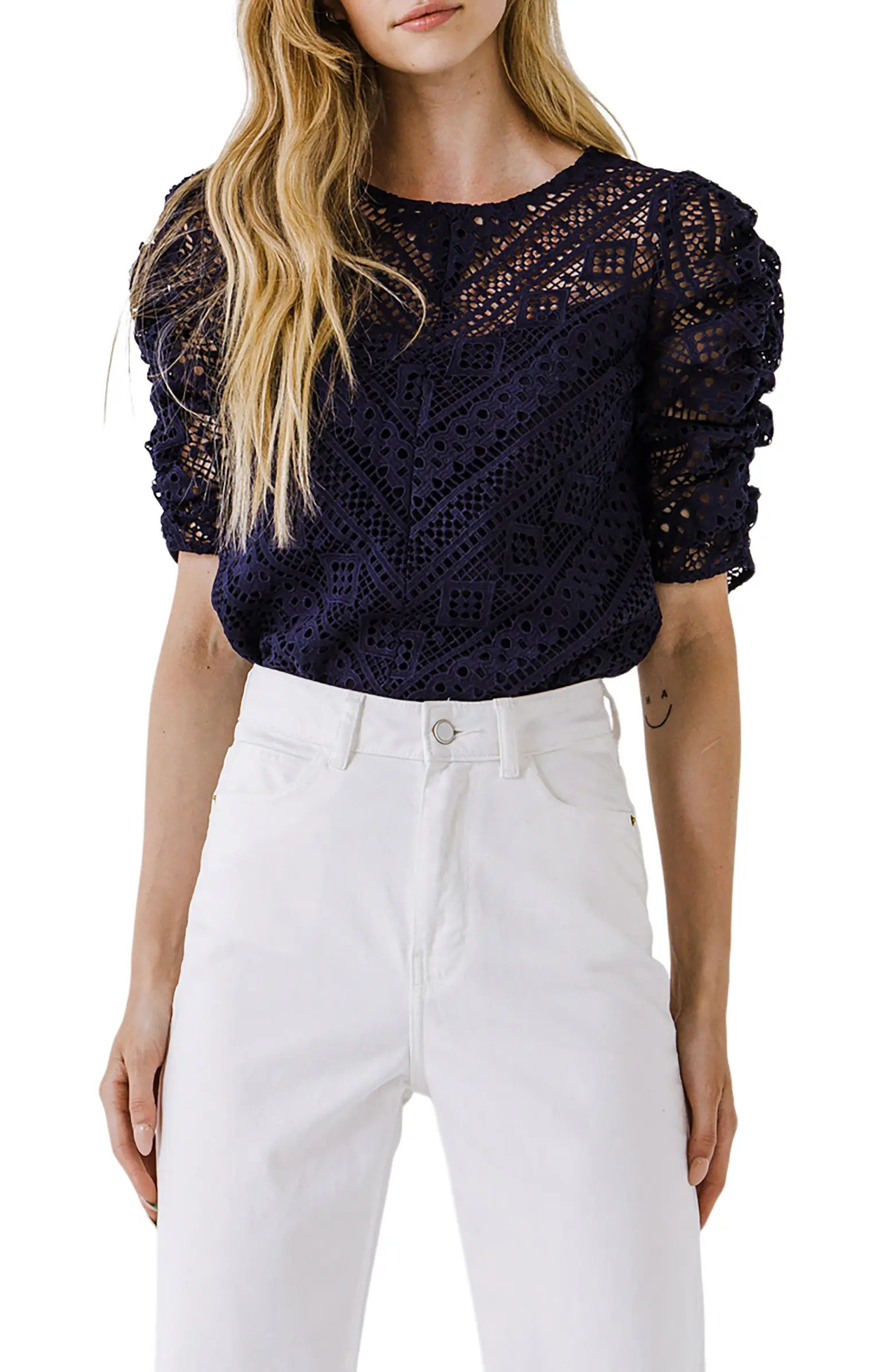 Chevron Stripe Lace Top | Nordstrom