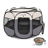 SereneLife Medium Portable Foldable Pet Tent - 8-Panel Cat Dog Mesh Exercise Playpen w/Folding Food/ | Amazon (US)