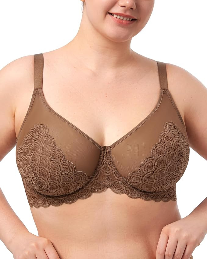 HSIA Minimizer Bras for Women Large Bust Full Coverage Lace Plus Size Bra - Mermaid Scales | Amazon (US)
