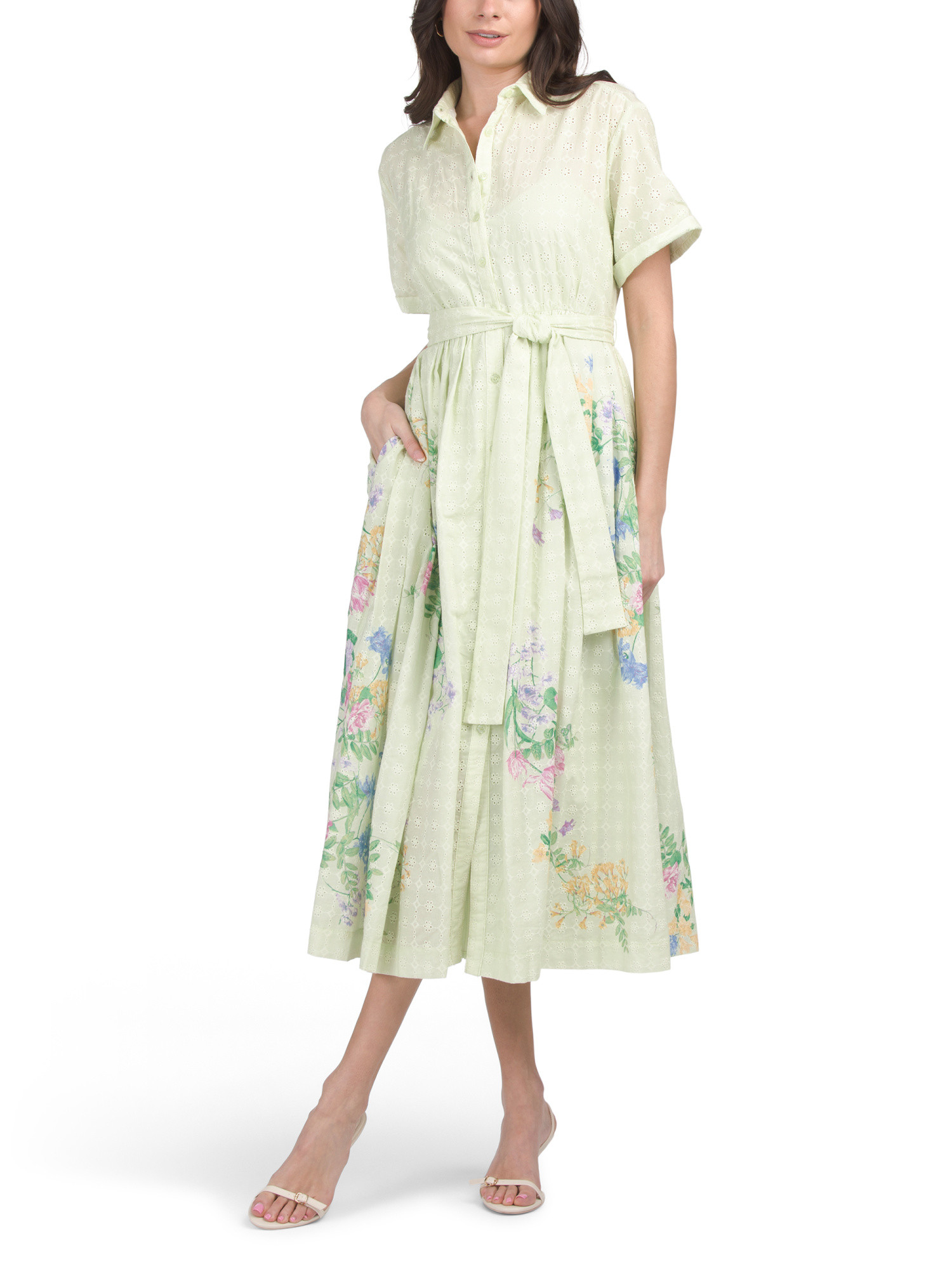 Tie Waist With Florals Maxi Shirt Dress | Casual Dresses  | Marshalls | Marshalls