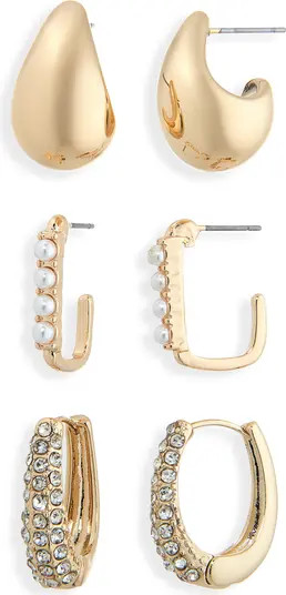 NORDSTROM RACK Set of 3 Teardrop Hoop Earrings | Nordstromrack | Nordstrom Rack