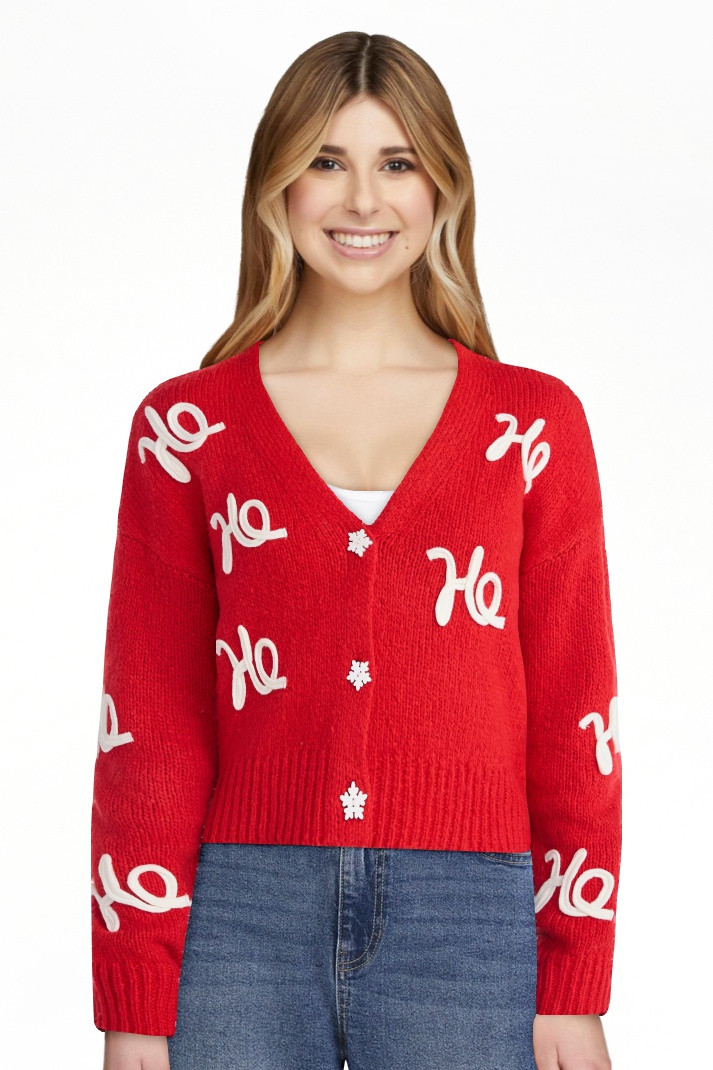 No Boundaries Embroidered Christmas Cardigan, Women's & Women's Plus | Walmart (US)