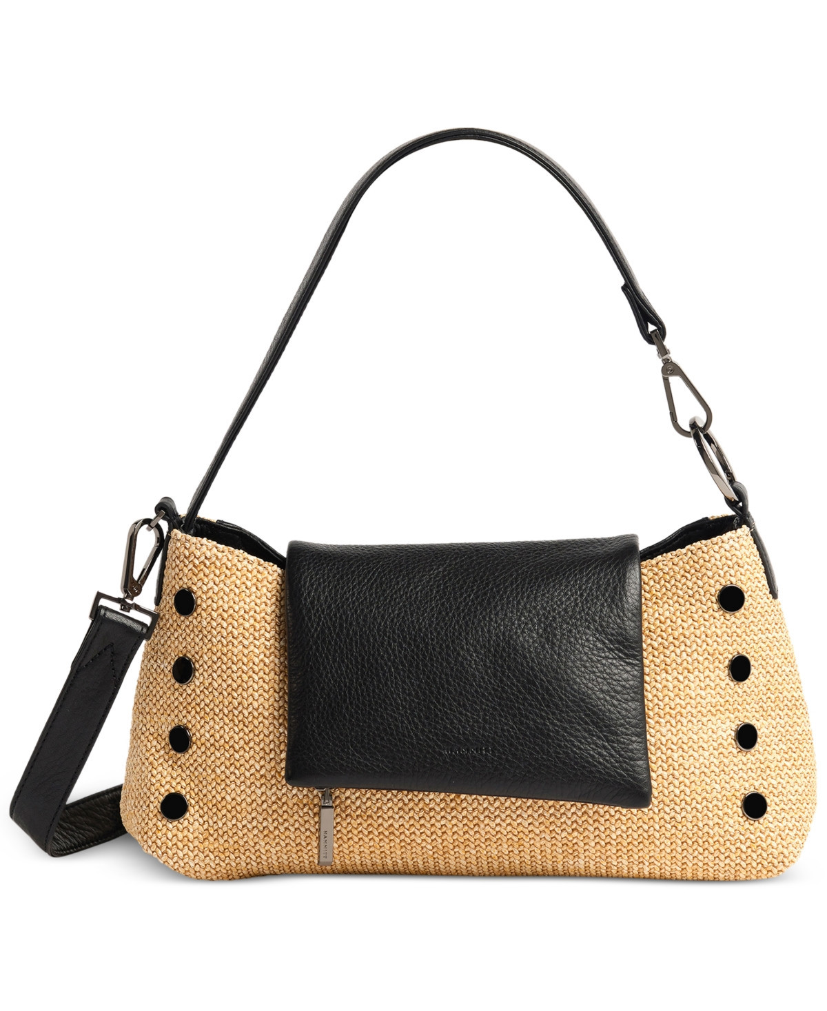 Hammit Vip Small High Shine Leather Satchel - Chaparral Raffia/Gunmetal | Macy's