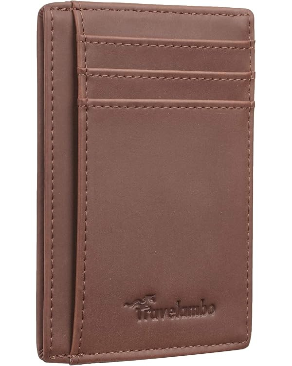 Travelambo Front Pocket Minimalist Leather Slim Wallet RFID Blocking Medium Size | Amazon (US)