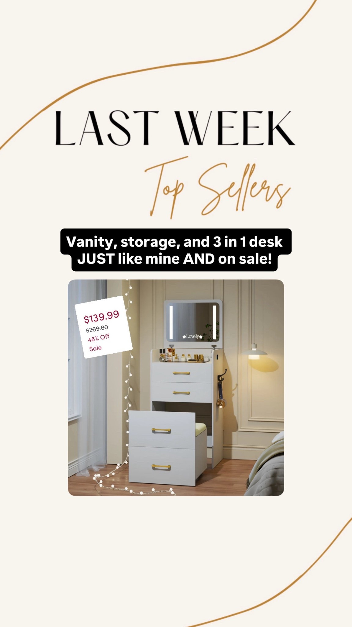 A three and one desk, vanity and storage set just like the one that I have that’s currently out of stock linking some similar for you guys since  you loved this

#LTKHome