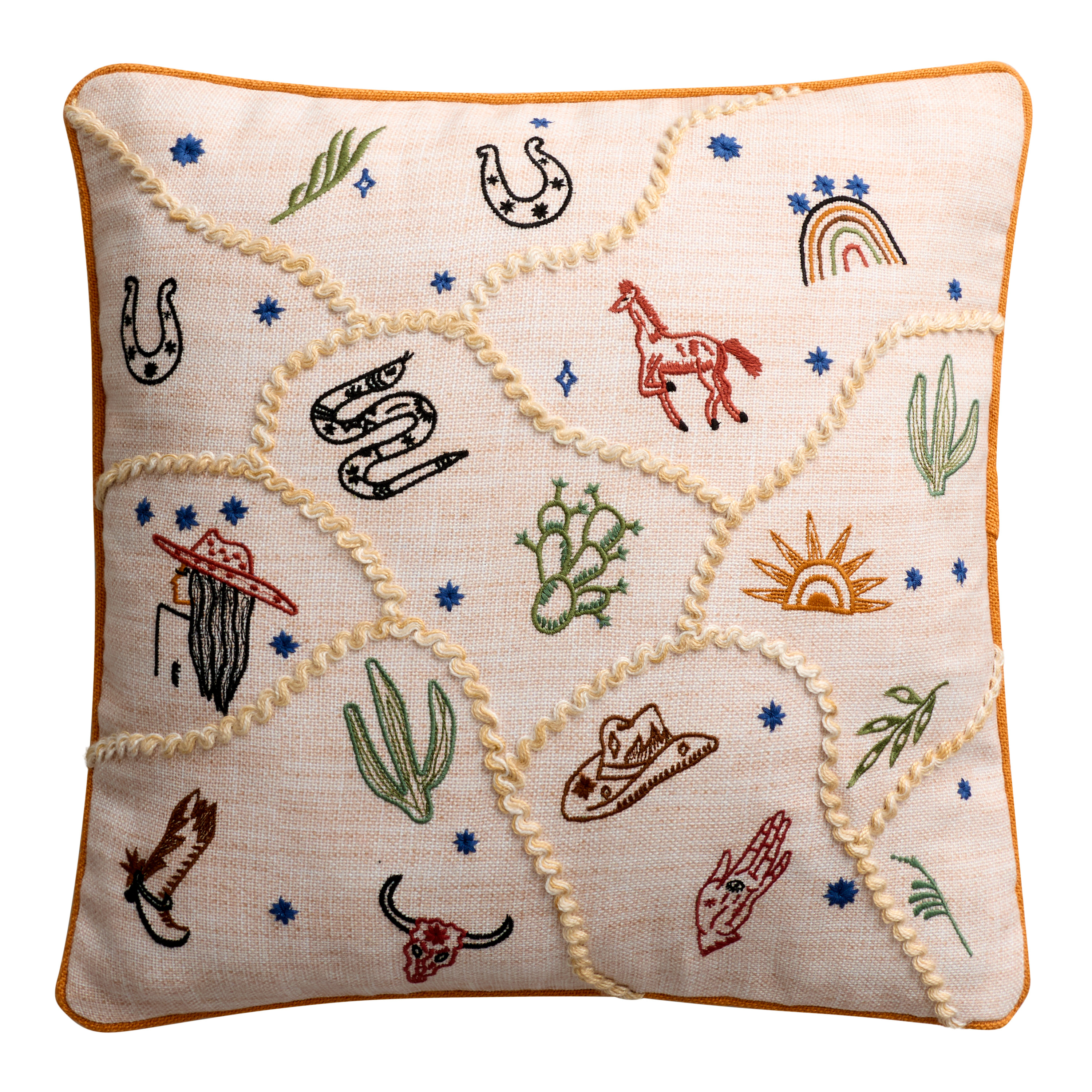 Wild West Embroidered Indoor Outdoor Throw Pillow | World Market