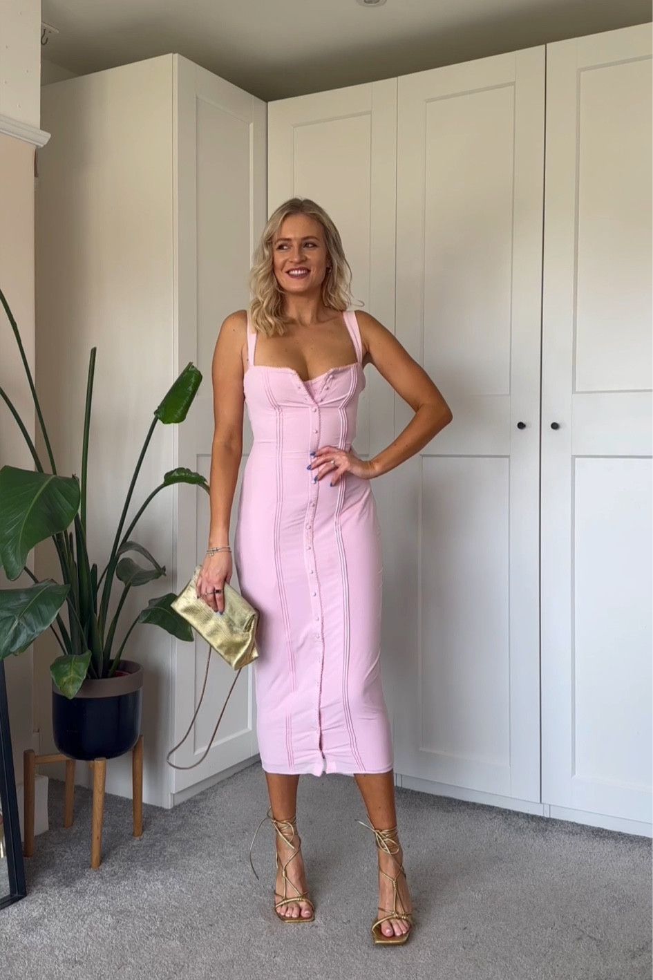 Oh Polly Pink Midi Dress Helena_Critchley On LTK