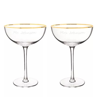 Cathy's Concepts Gold Rim Coupe Champagne Glasses (Set of 2) | Bed Bath & Beyond