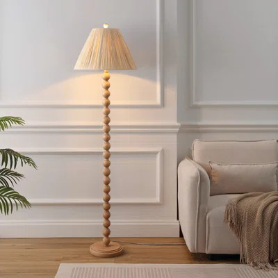 Wren 61.5" Modern Rustic Bobbin Pleated Paper Shade/Resin LED Floor Lamp | Wayfair North America