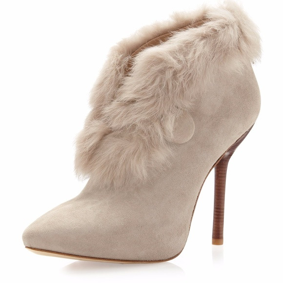 Like New Via Spiga Rabbit Fur Cuff Boot- Taupe | Poshmark
