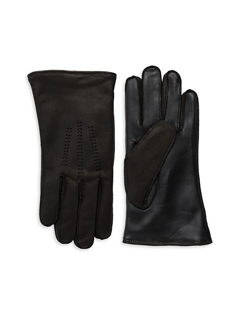UGG Wrangell Faux Fur-Lined Leather Tech Gloves on SALE | Saks OFF 5TH | Saks Fifth Avenue OFF 5TH