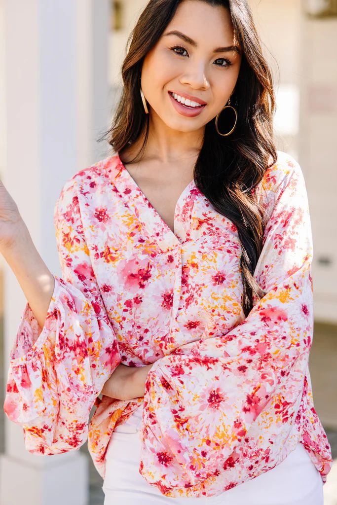 This Is For You Coral Pink Ditsy Floral Blouse | The Mint Julep Boutique