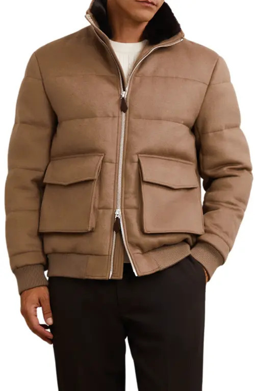 Reiss Gerald Puffer Jacket in Light Brown at Nordstrom, Size Xx-Large | Nordstrom