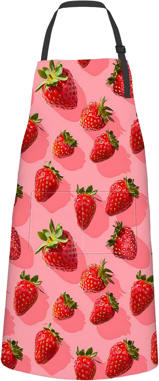 Strawberry Apron for Adult,Oxford Fabric Cooking Kitchen Adjustable Waterproof Heat Insulation Ap... | Amazon (US)