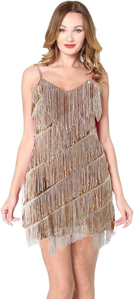 Flapper Dresses for Women 1920s Gatsby Sequins Tassels Flapper Sexy Cocktail Latin Dance Ballroom... | Amazon (US)