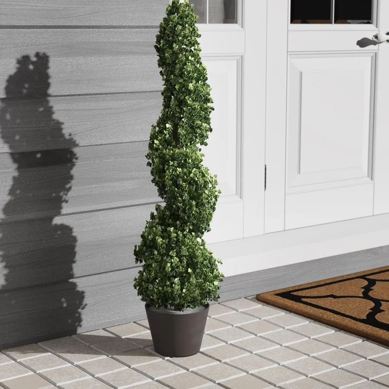 Artificial Potted Green Boxwood Spiral Tree | Wayfair North America