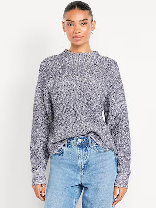SoSoft Cropped Mock-Neck Cable Sweater | Old Navy (US)