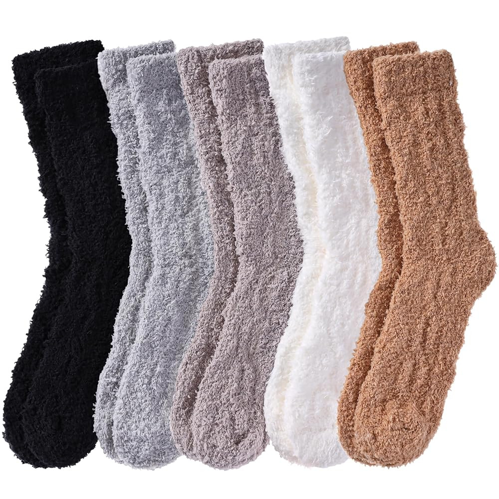 Fuzzy Socks for Women Fluffy Slipper Winter Warm Soft Cozy Microfiber Plush Home Sleeping Socks | Amazon (US)