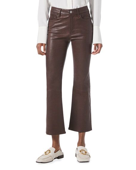 FRAME Le Crop Mini Boot Leather Pants | Neiman Marcus