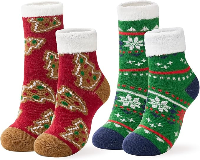 Snuggle Sac Thick Christmas Socks for Women Fuzzy Cabin Slipper Socks Cozy Double Layer Winter So... | Amazon (US)