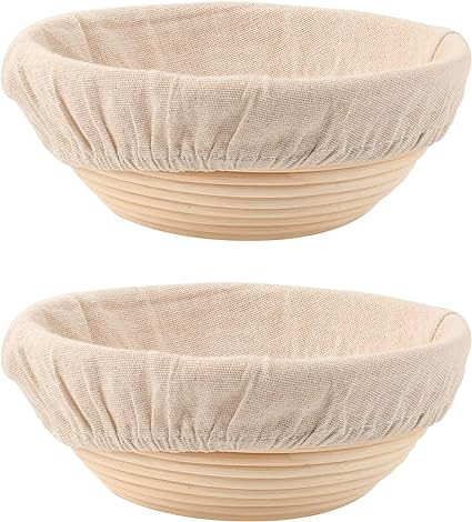 Bread Proofing Baskets Set of 2 8.5 inch Round Dough Proofing Bowls w/Liners Perfect for Home Sou... | Amazon (US)