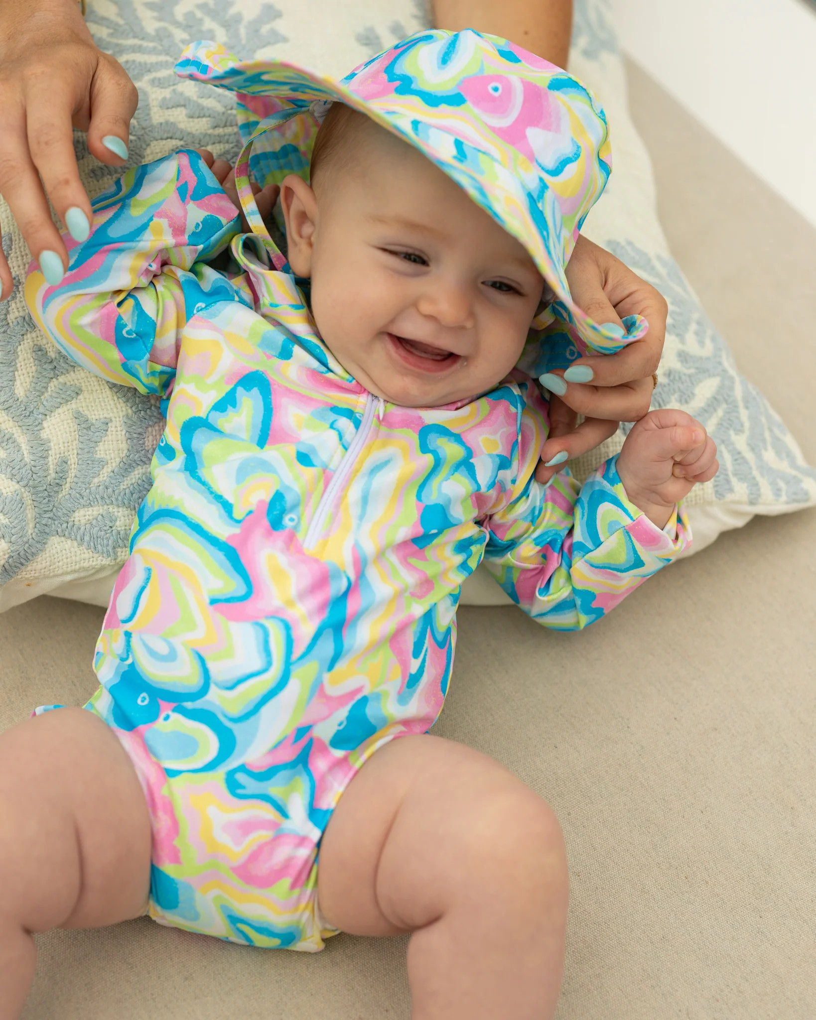 The St. Lucia - Baby Girls Rash Guard One Piece UPF 50+ | Kenny Flowers