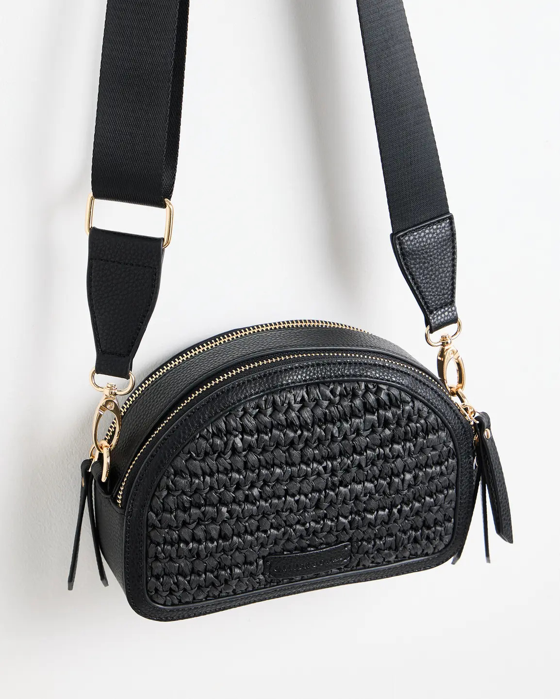 Sophia Black Raffia Weave Crossbody Bag | Oliver Bonas | Oliver Bonas (Global)